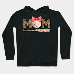 Leopard Mom Baseball Gift Funny Sports Mom Mothers Day Hoodie